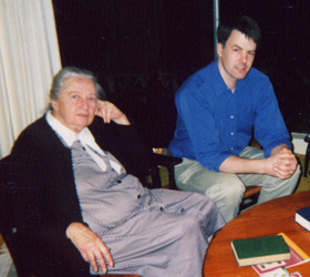 Dorothy Hewes with Scott Bultman in April 2002